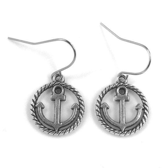 Miniature Anchor Rope Nautical Sailing Ocean Life Gift Charm Earrings - Picture 1 of 2